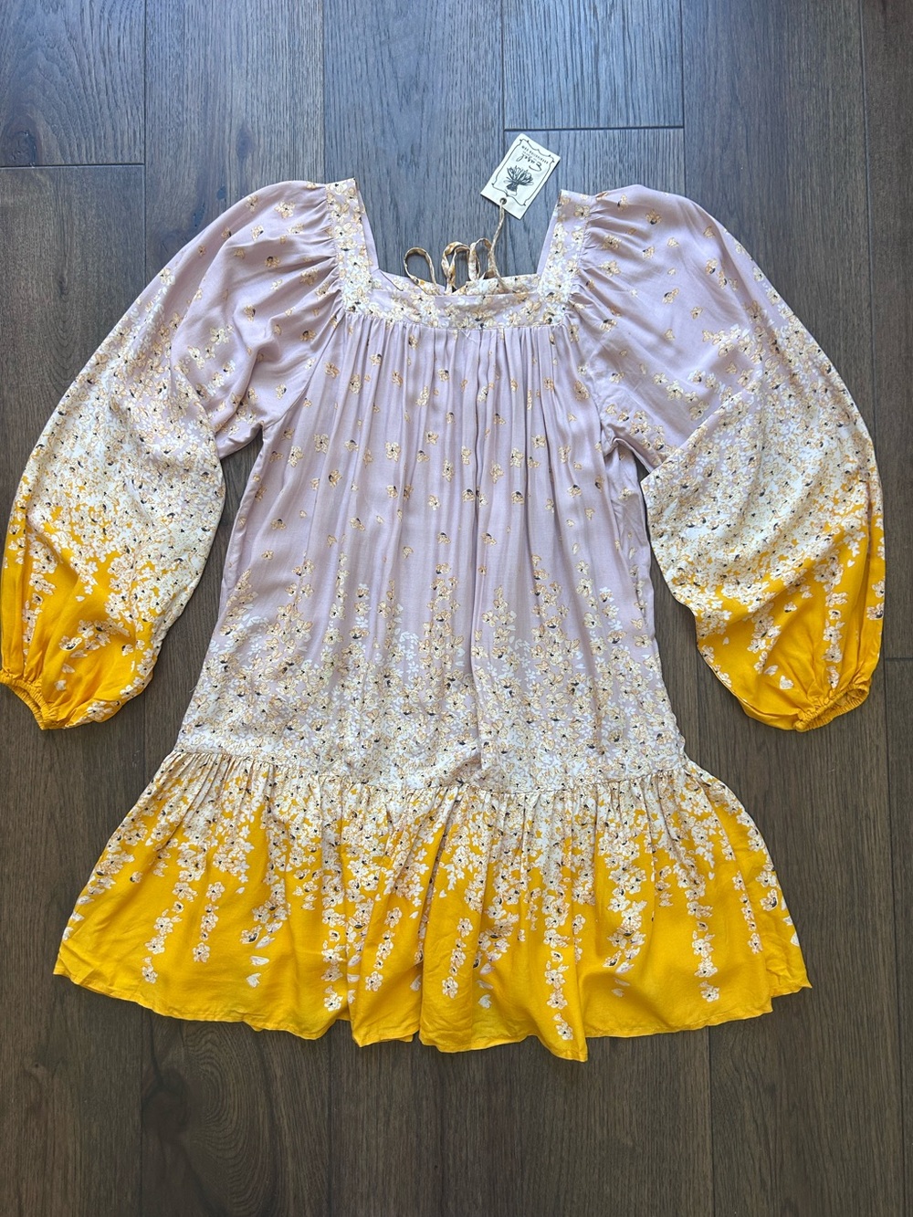 Easel Lilac Floral Sundress with Yellow Accents New With Tags